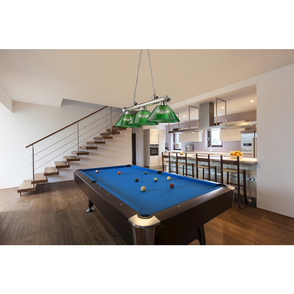 Z-Lite Cordon 3 Light Billiard, Steel Frame, Green Shade Color. Picture 7