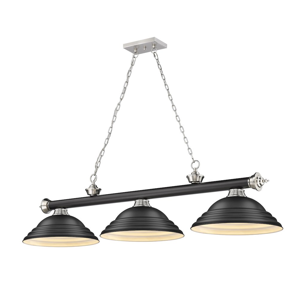 Z-Lite Cordon 3 Light Billiard, Steel Frame, Matte Black Shade Color. Picture 1