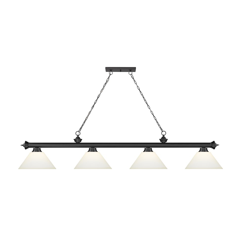 Z-Lite Cordon 4 Light Billiard, Steel Frame, Matte Opal Shade Color. Picture 2