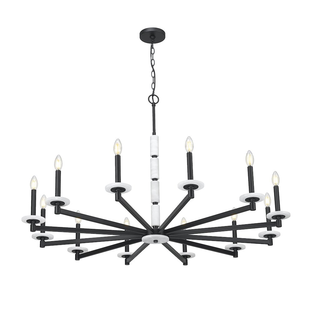 Z-Lite Kaden 12 Light Chandelier in Matte Black color, Steel frame. Picture 2