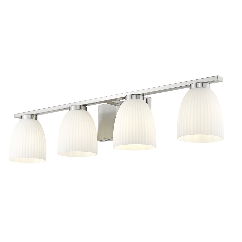 Z-Lite Naya 4 Light Vanity in Brushed Nickel color, Steel frame. Picture 3