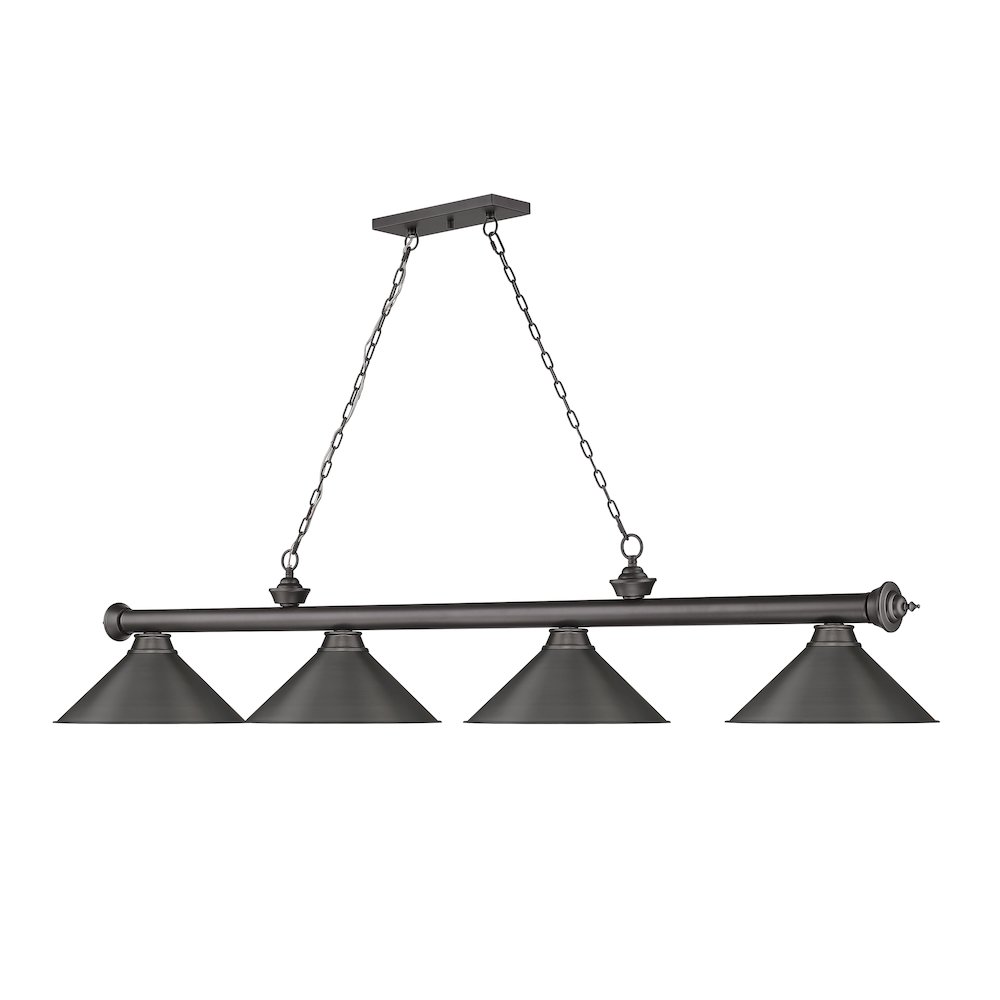 Z-Lite Cordon 4 Light Billiard, Steel Frame, Bronze Shade Color. Picture 3