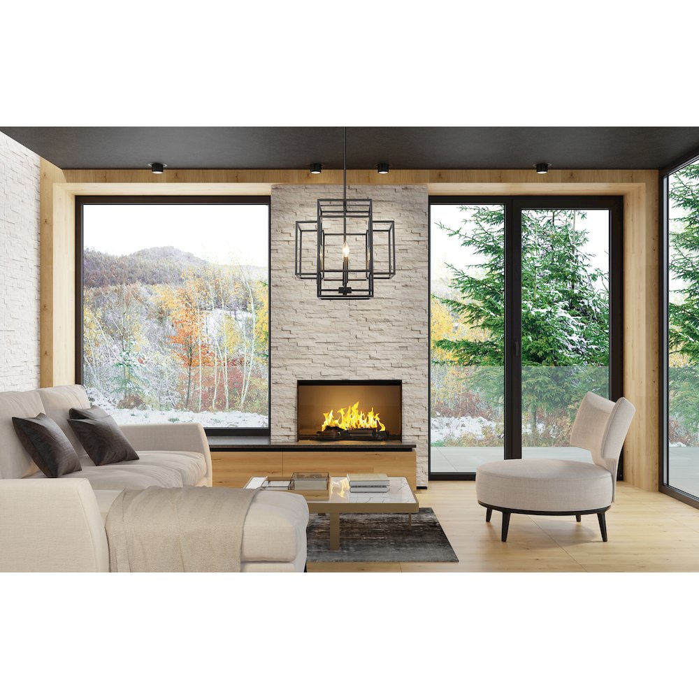 Z-Lite Titania 4 Light Chandelier, Matte Black. Picture 6