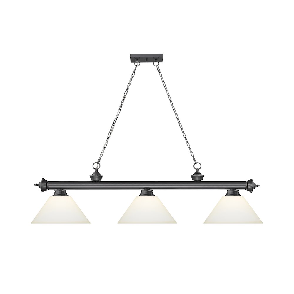Z-Lite Cordon 3 Light Billiard, Steel Frame, Matte Opal Shade Color. Picture 2