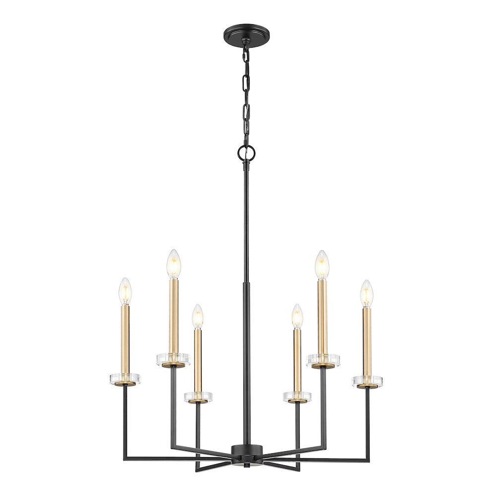 Z-Lite 6 Light Chandelier, Matte Black+Mordern Gold. Picture 3