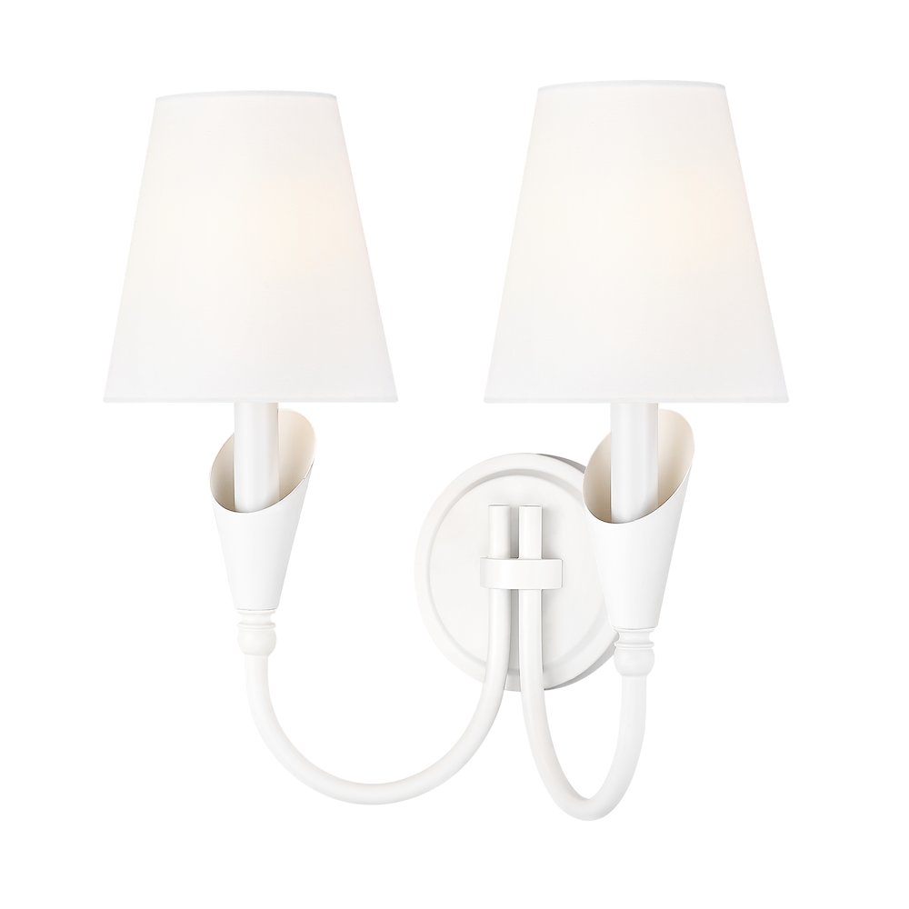 Z-Lite Claudelle 2 Light Wall Sconce in Textured White color, Steel frame. Picture 1