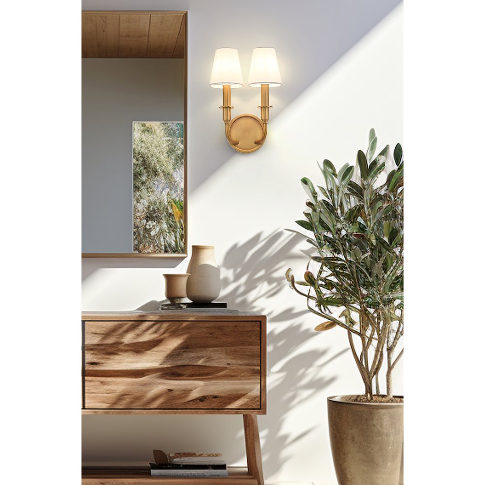 Tova 2 Light Rubbed Brass Wall Sconce. Picture 3