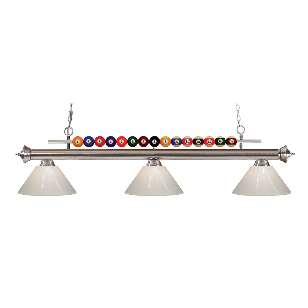 Z-Lite Shark 3 Light Billiard, Steel Frame, White Shade Color. Picture 1