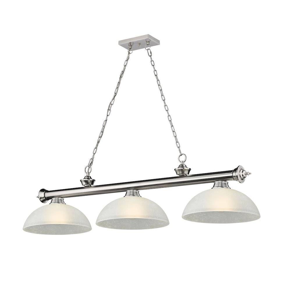 Z-Lite Cordon 3 Light Billiard, Steel Frame, White Linen Shade Color. Picture 1