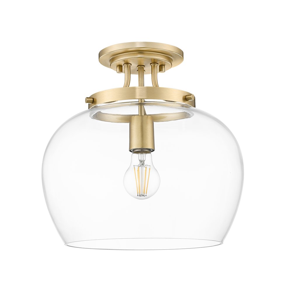 Z-Lite 1 Light Semi Flush Mount, Burnished Brass. Picture 7