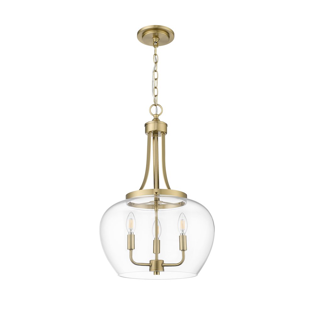 Z-Lite 3 Light Pendant, Burnished Brass. Picture 7