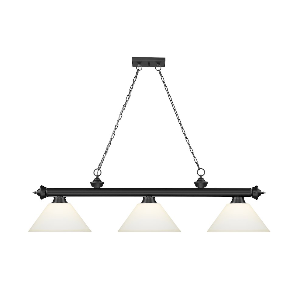 Z-Lite Cordon 3 Light Billiard, Steel Frame, Matte Opal Shade Color. Picture 2