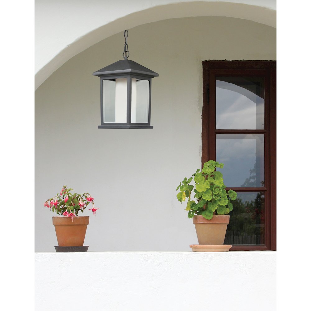 Z-Lite Mesa 1 Light Outdoor Chain Mount Ceiling Fixture, Black. Picture 2