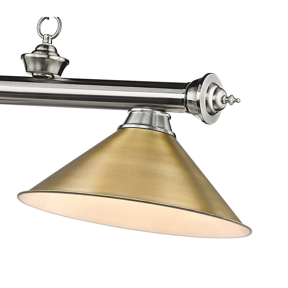 Z-Lite Cordon 3 Light Billiard, Steel Frame, Rubbed Brass Shade Color. Picture 4