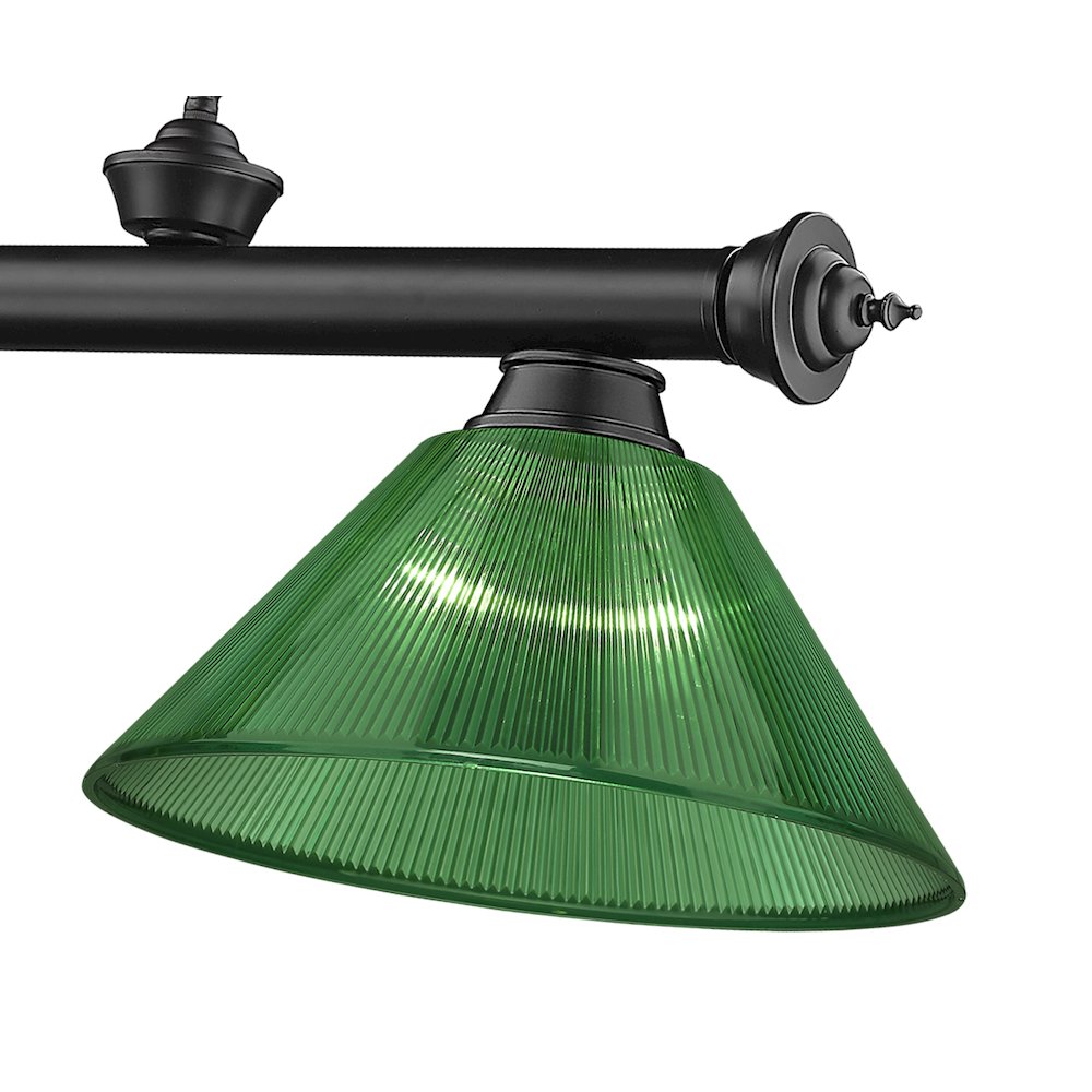 Z-Lite Cordon 3 Light Billiard, Steel Frame, Green Shade Color. Picture 4