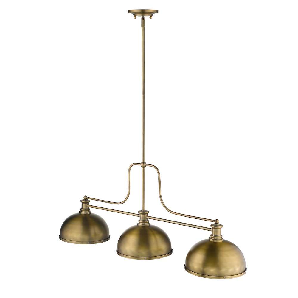Z-Lite Melange 3 Light Billiard, Steel Frame, Heritage Brass Shade Color. Picture 3