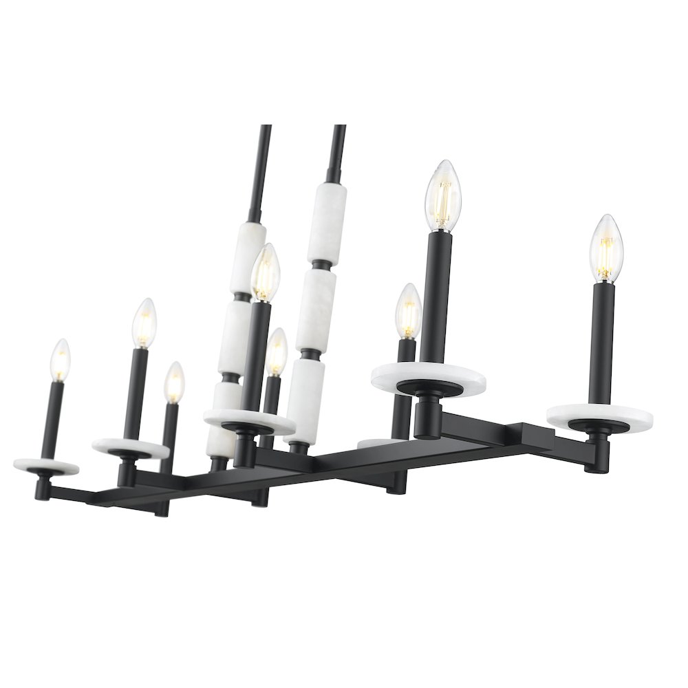 Z-Lite Kaden 8 Light Linear Chandelier in Matte Black color, Steel frame. Picture 4