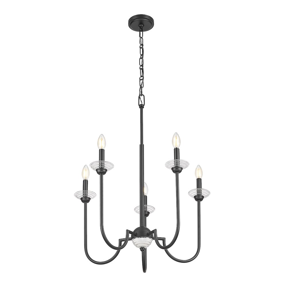 Z-Lite Allistair 5 Light Chandelier in Matte Black color, Steel frame. Picture 2
