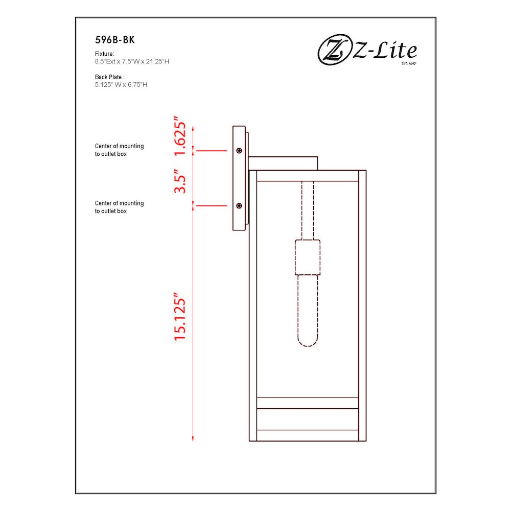 Z-Lite 1 Light Outdoor Wall Light. Picture 9