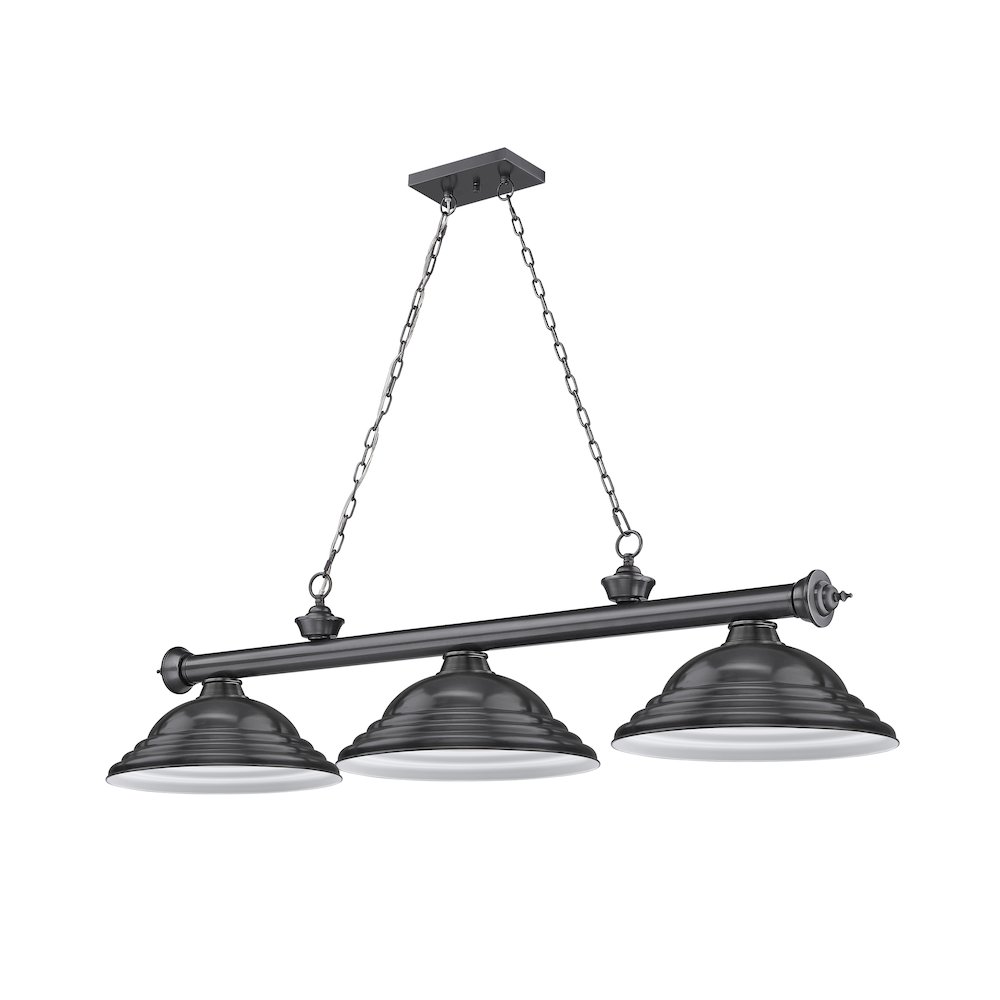 Z-Lite Cordon 3 Light Billiard, Steel Frame, Bronze Plate Shade Color. Picture 5