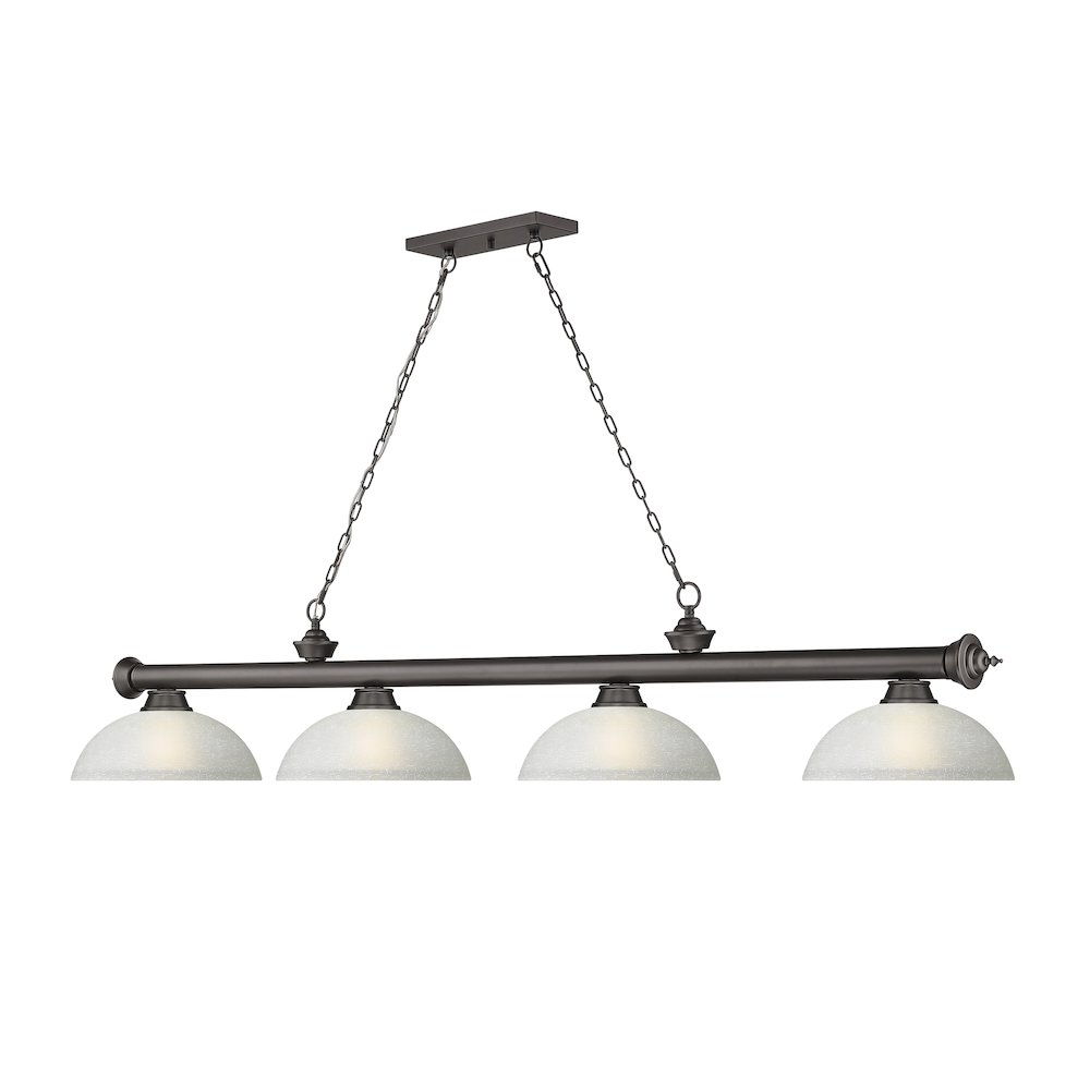 Z-Lite Cordon 4 Light Billiard, Steel Frame, White Linen Shade Color. Picture 3