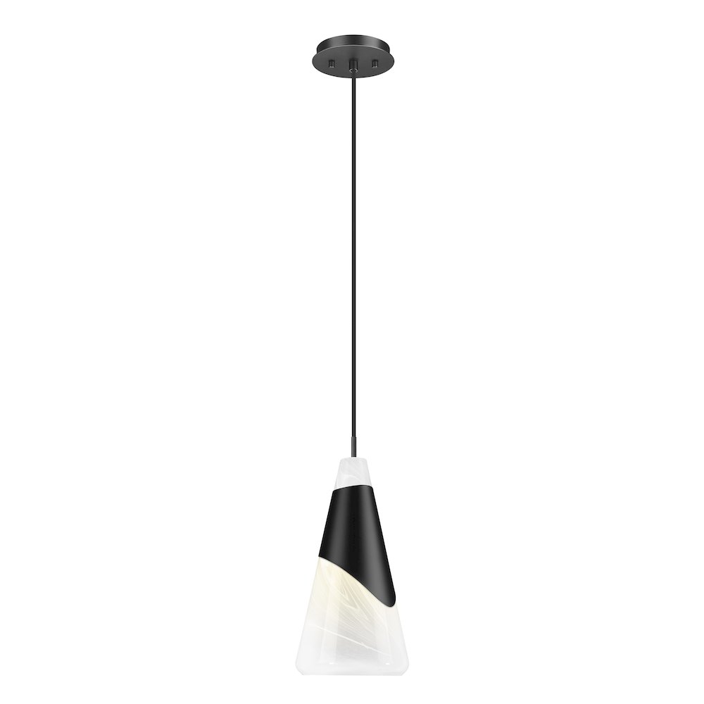 Z-Lite Aimie 1 Light Pendant, Matte Black. Picture 1