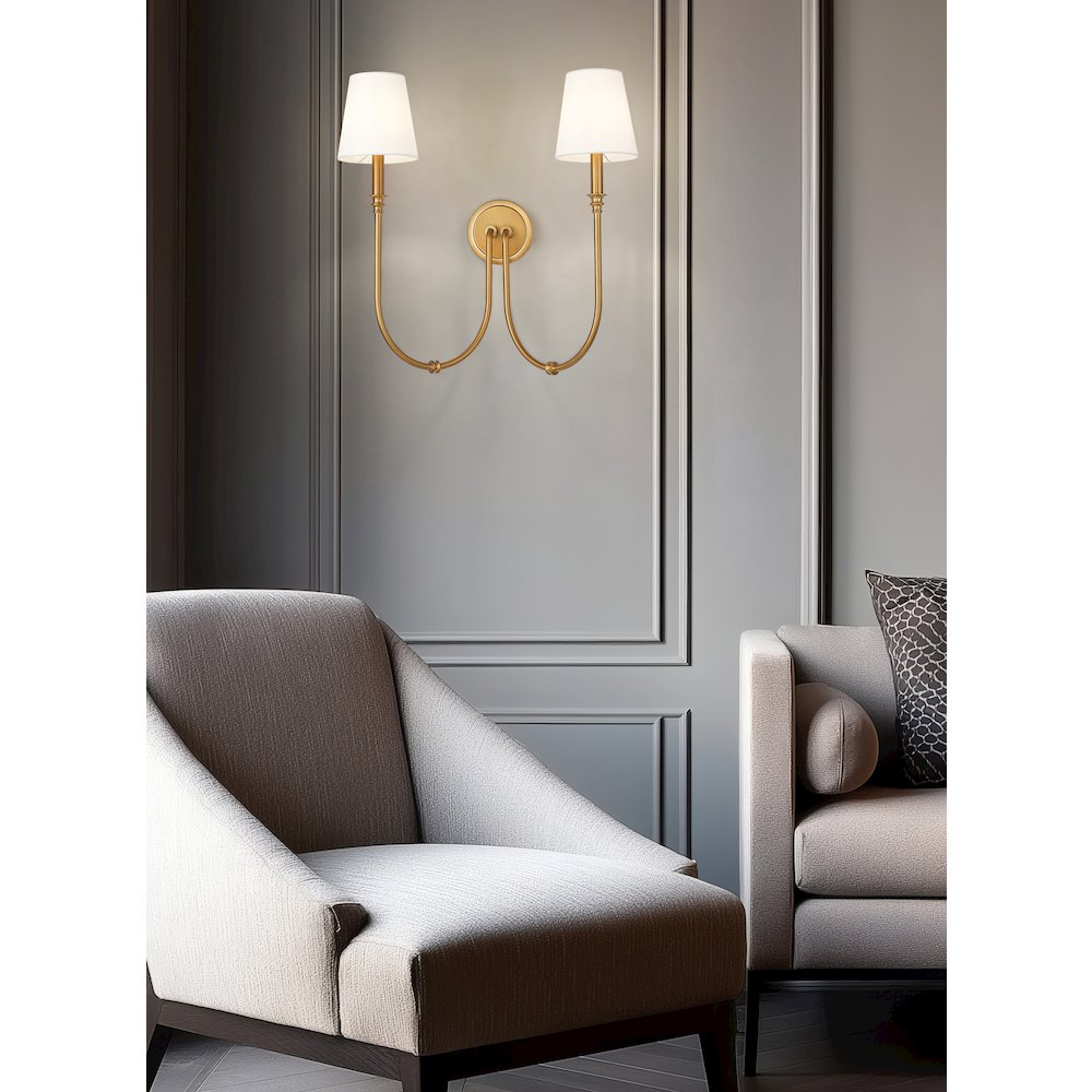 Z-Lite 2 Light Wall Sconce, Rubbed Brass. Picture 6