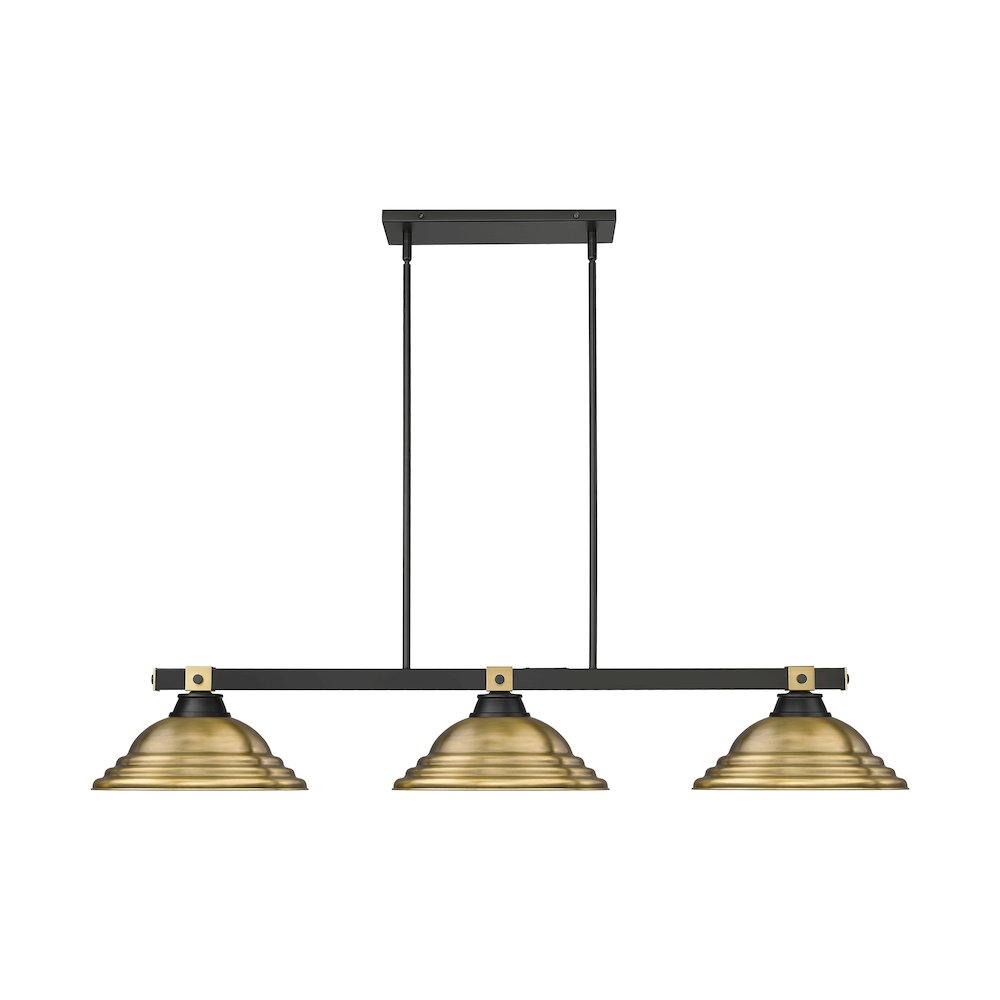 Z-Lite Bronte 3 Light Billiard, Steel Frame, Rubbed Brass Shade Color. Picture 2