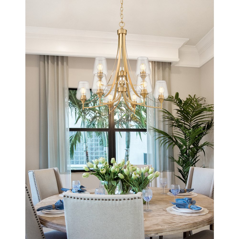 Z-Lite 9 Light Chandelier, Burnished Brass. Picture 6