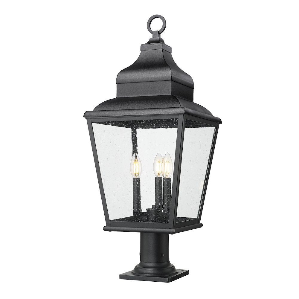 Z-Lite 3 Light Outdoor Pier Mounted Fixture, Sand Black. Picture 1