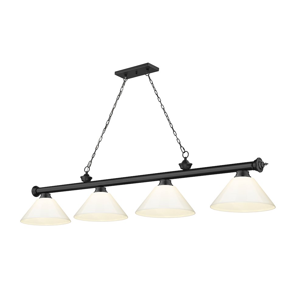Z-Lite Cordon 4 Light Billiard, Steel Frame, White Shade Color. Picture 1