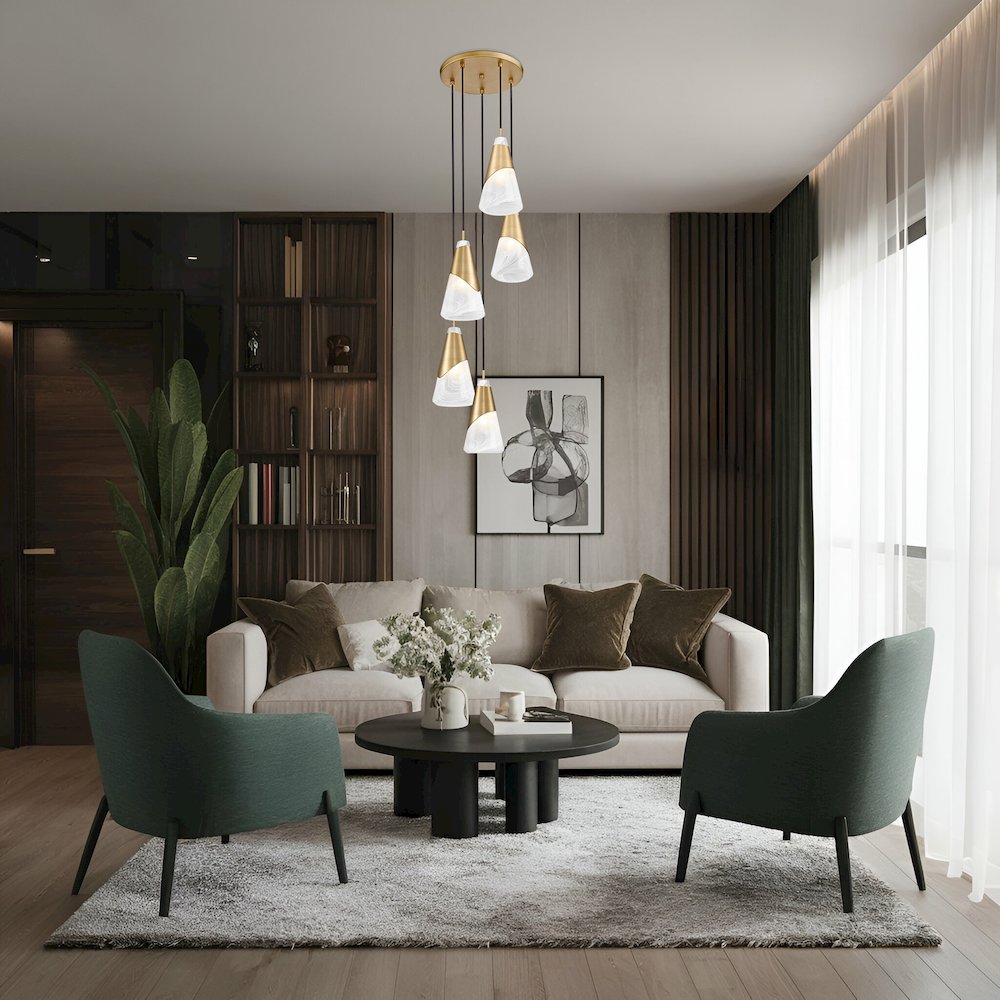 Z-Lite Aimie 5 Light Chandelier, Modern Gold. Picture 7