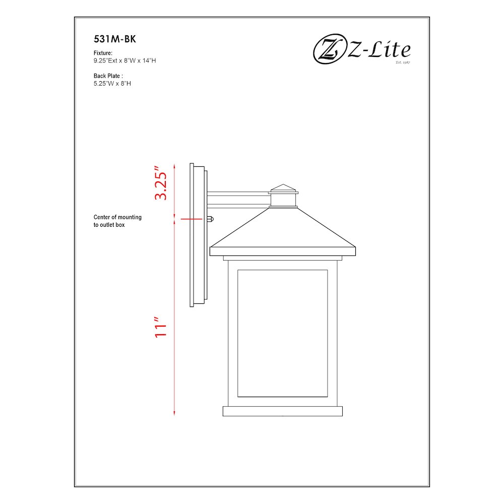 Z-Lite 1 Light Outdoor Wall Light. Picture 8