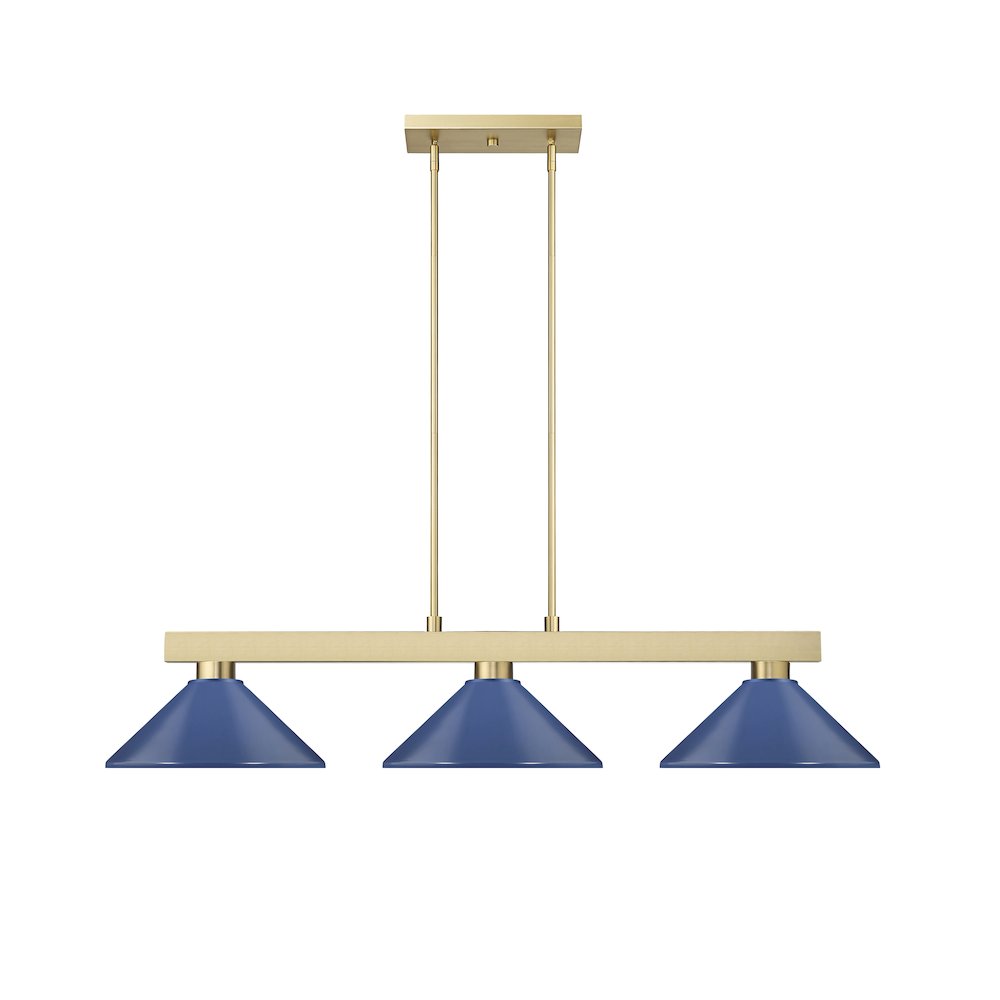 Z-Lite Cobalt 3 Light Billiard, Steel Frame, Navy Blue Shade Color. Picture 2