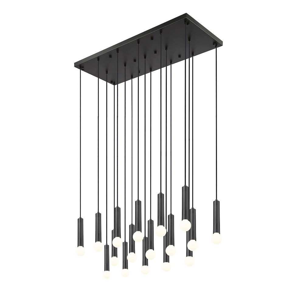 Z-Lite Stari 17 Light Linear Chandelier in Matte Black color, Steel frame. Picture 2
