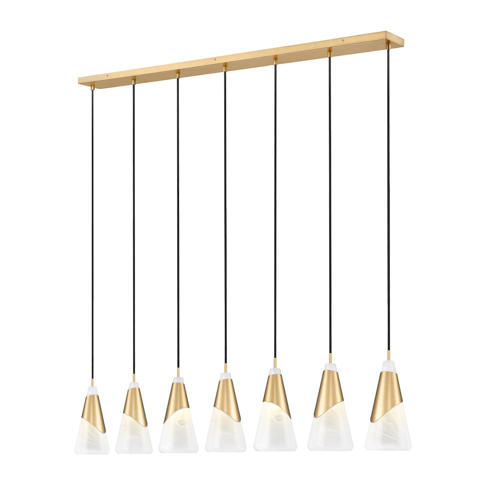 Z-Lite Aimie 7 Light Linear Chandelier, Modern Gold. Picture 1