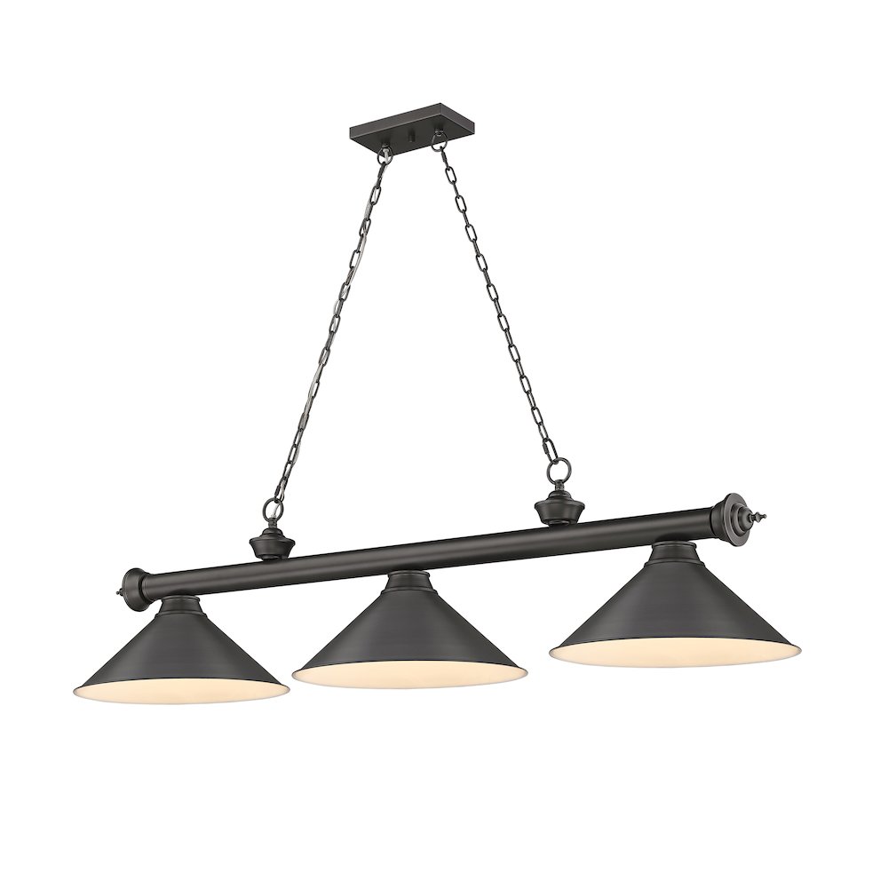 Z-Lite Cordon 3 Light Billiard, Steel Frame, Bronze Shade Color. Picture 1