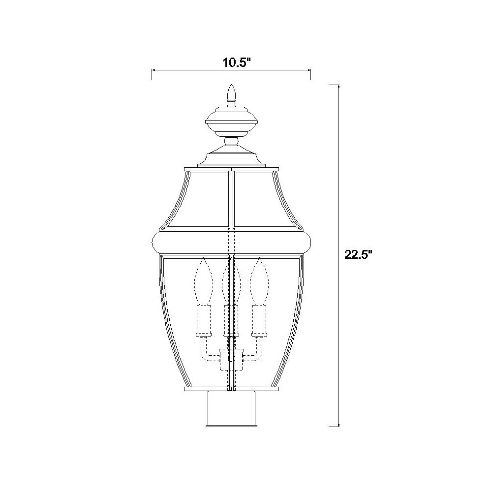 Z-Lite 3 Light Outdoor Post Mount Fixture. Picture 6