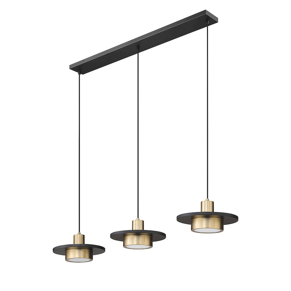 Z-Lite 3 Light Linear Chandelier, Matte Black + Modern Gold. Picture 7