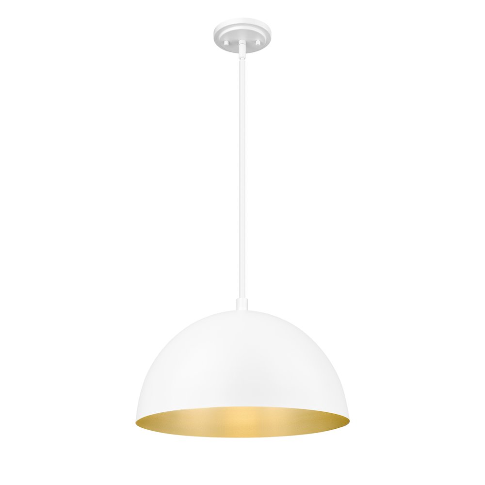 Z-Lite 1 Light Pendant, Matte White. Picture 3