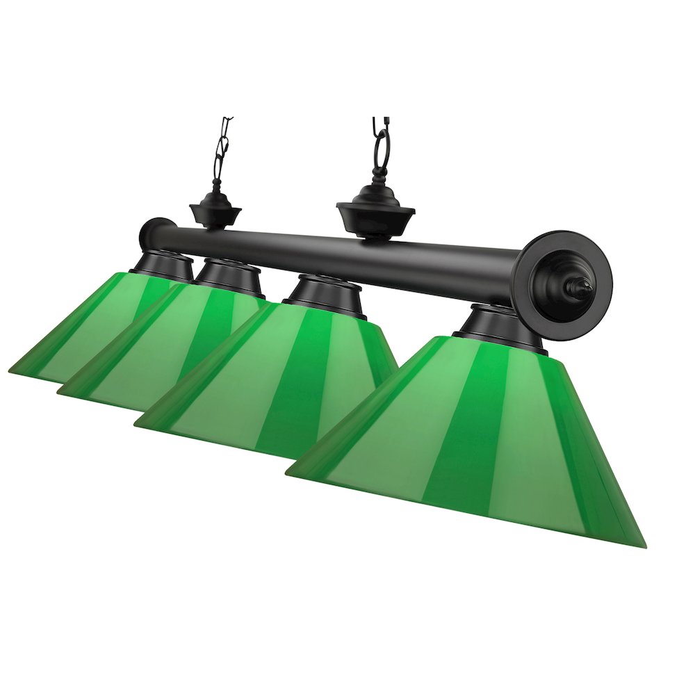 Z-Lite Cordon 4 Light Billiard, Steel Frame, Green Shade Color. Picture 4