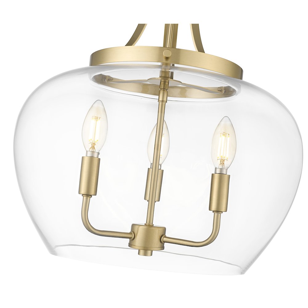 Z-Lite 3 Light Pendant, Burnished Brass. Picture 4