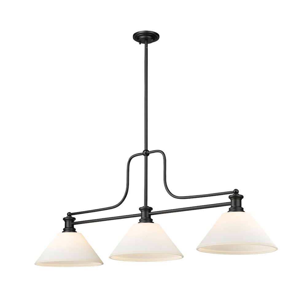 Z-Lite Melange 3 Light Billiard, Steel Frame, Matte Opal Shade Color. Picture 1