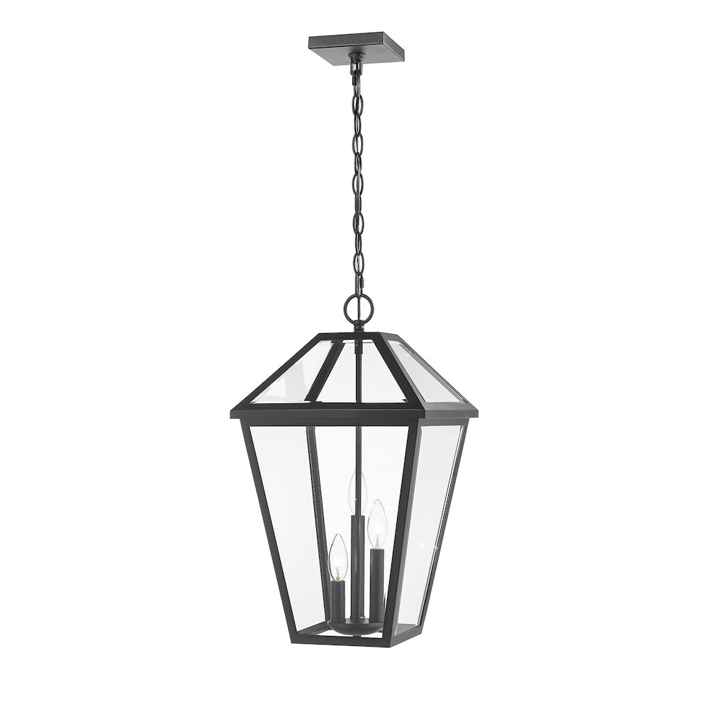 Z-Lite Talbot 3 Light Outdoor Chain Mount Ceiling Fixture, Black. Picture 1