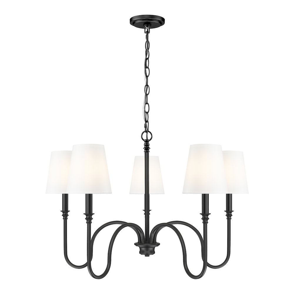 Z-Lite 5 Light Chandelier, Matte Black. Picture 1