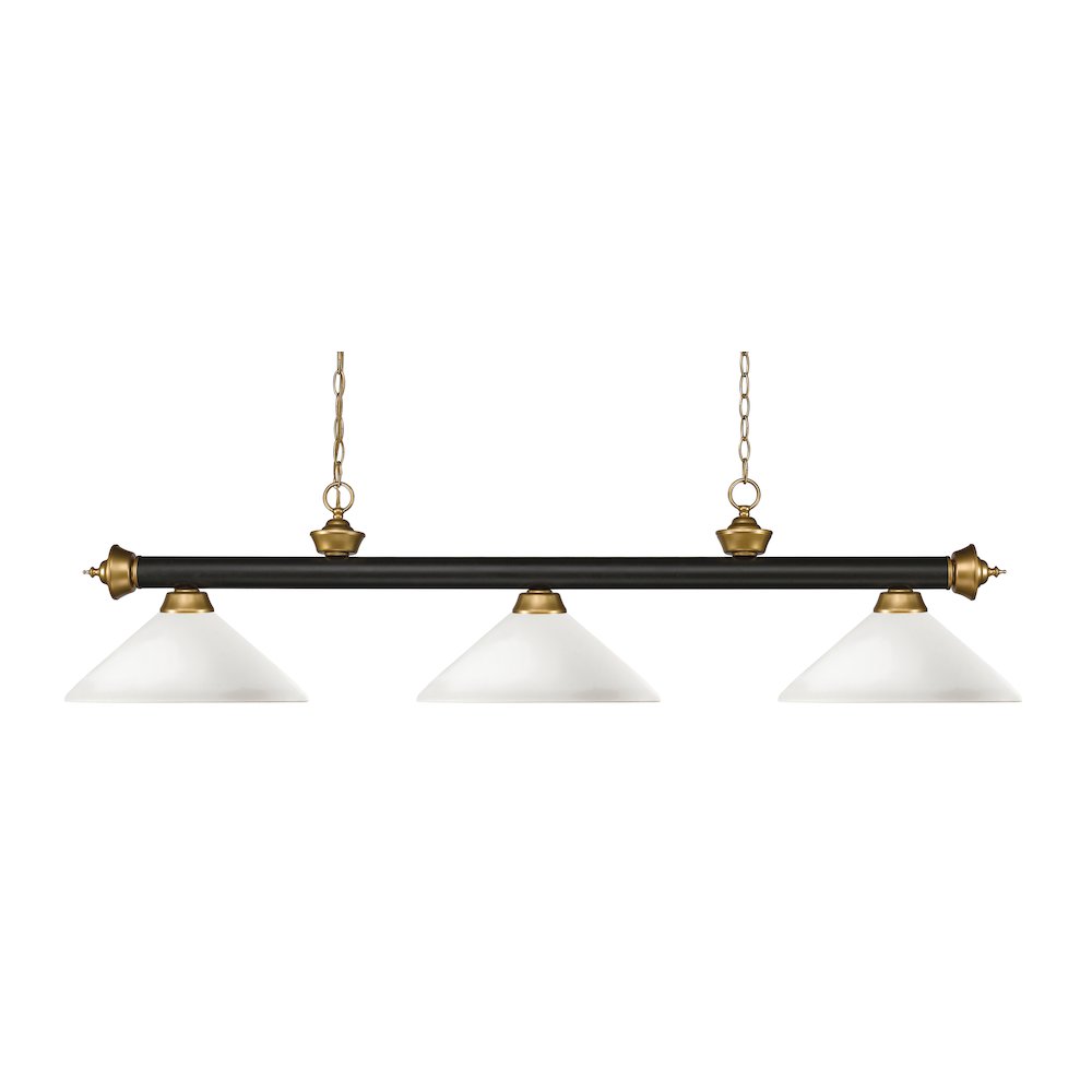 Z-Lite Riviera 3 Light Billiard, Steel Frame, Matte Opal Shade Color. Picture 1