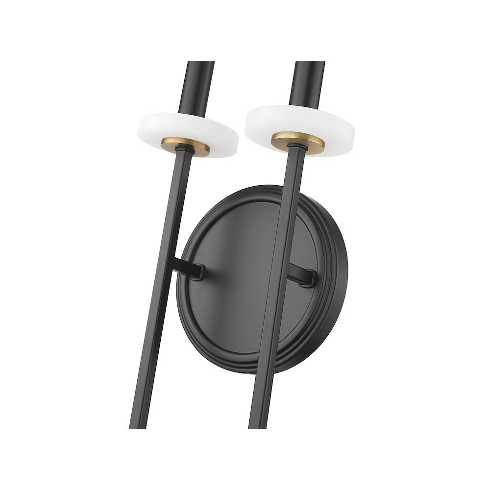 Z-Lite 2 Light Wall Sconce, Matte Black+Mordern Gold. Picture 4