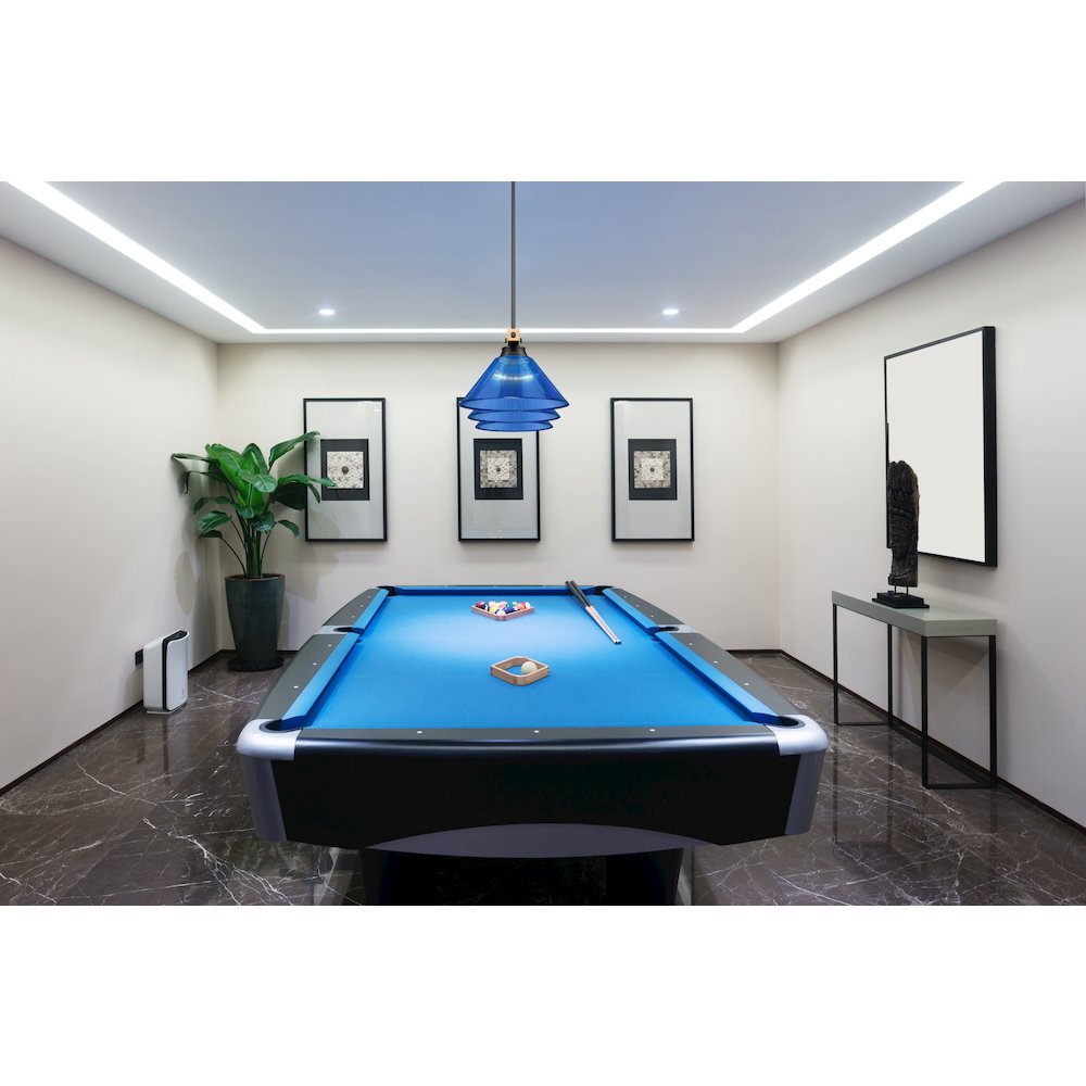 Z-Lite Bronte 3 Light Billiard, Steel Frame, Dark Blue Shade Color. Picture 6