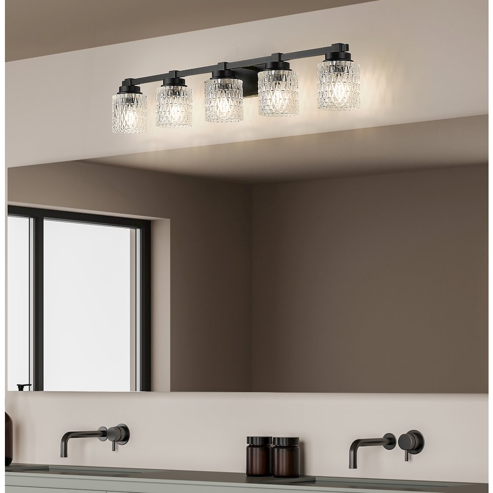 Z-Lite 5 Light Vanity, Matte Black. Picture 6