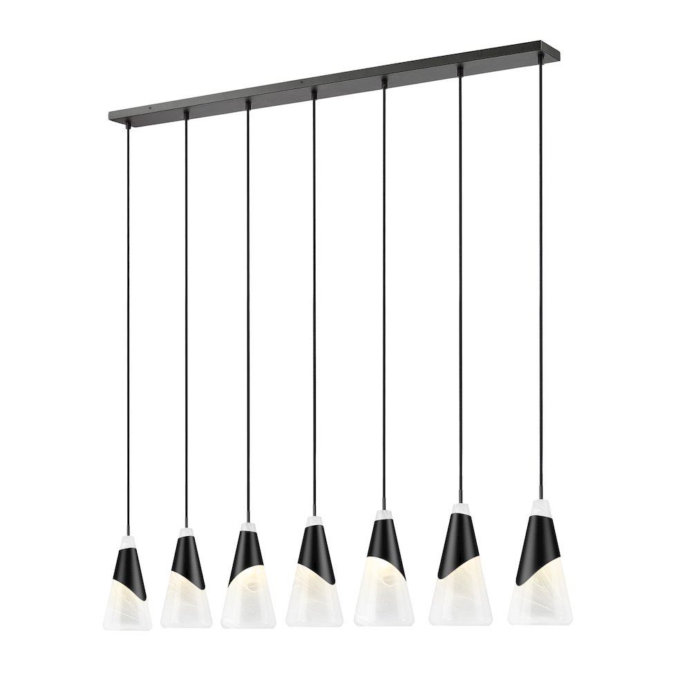 Z-Lite Aimie 7 Light Linear Chandelier, Matte Black. Picture 1